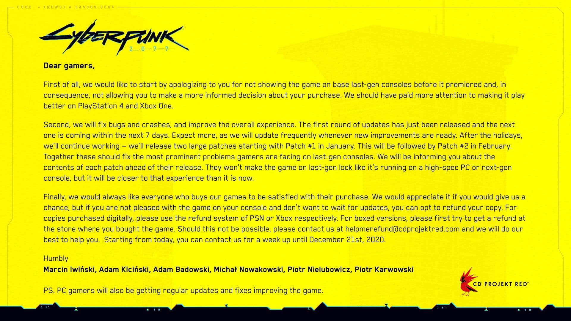 Cyberpunk 2077 Going to Fix Issue on PS4 and X box