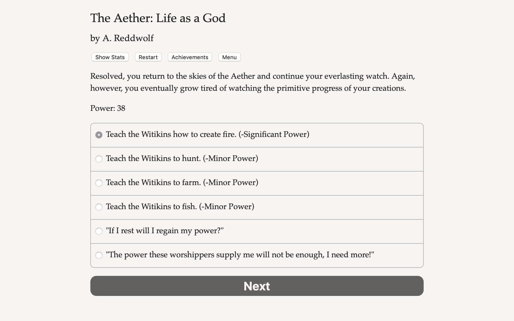 The Aether: Life as a God