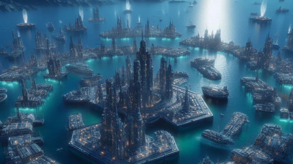 Starfield Gamer Crafts Magnificent City Over Waters of Archimedes II