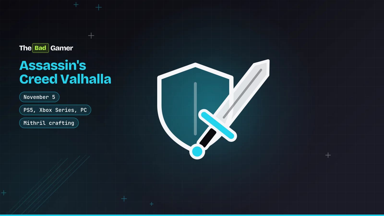 Illustration of a sword and shield, for Assassin's Creed Valhalla