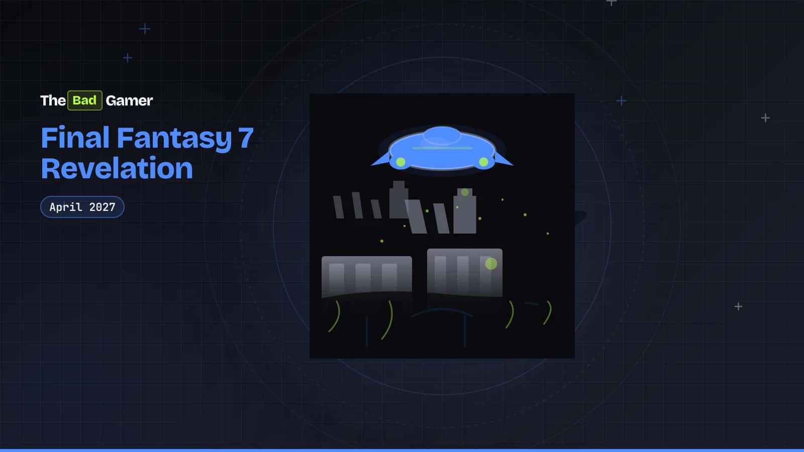 Final Fantasy 7 Revelation illustration showing an airship above a seamless world map with streaming terrain