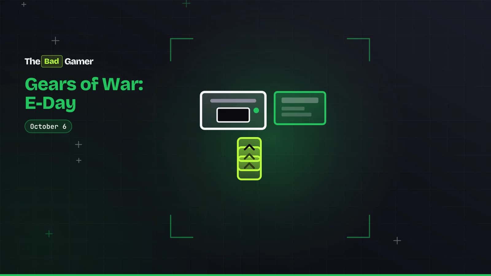 Gears of War: E-Day showing a console and subscription card with upgrade tokens representing Game Pass access and Premium…