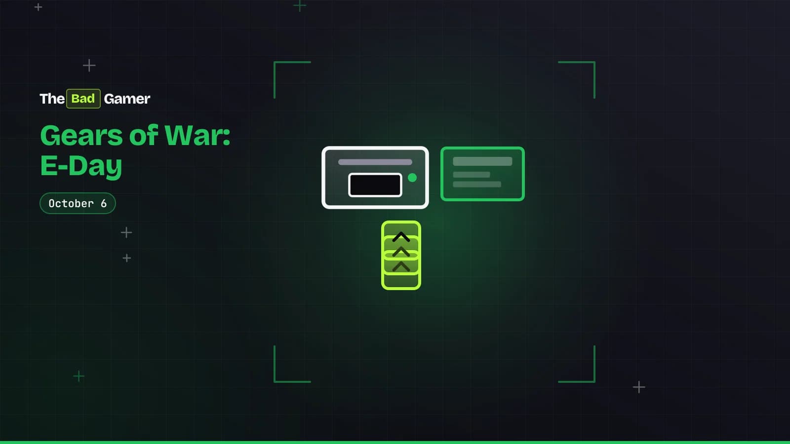 Gears of War: E-Day showing a console and subscription card with upgrade tokens representing Game Pass access and Premium…