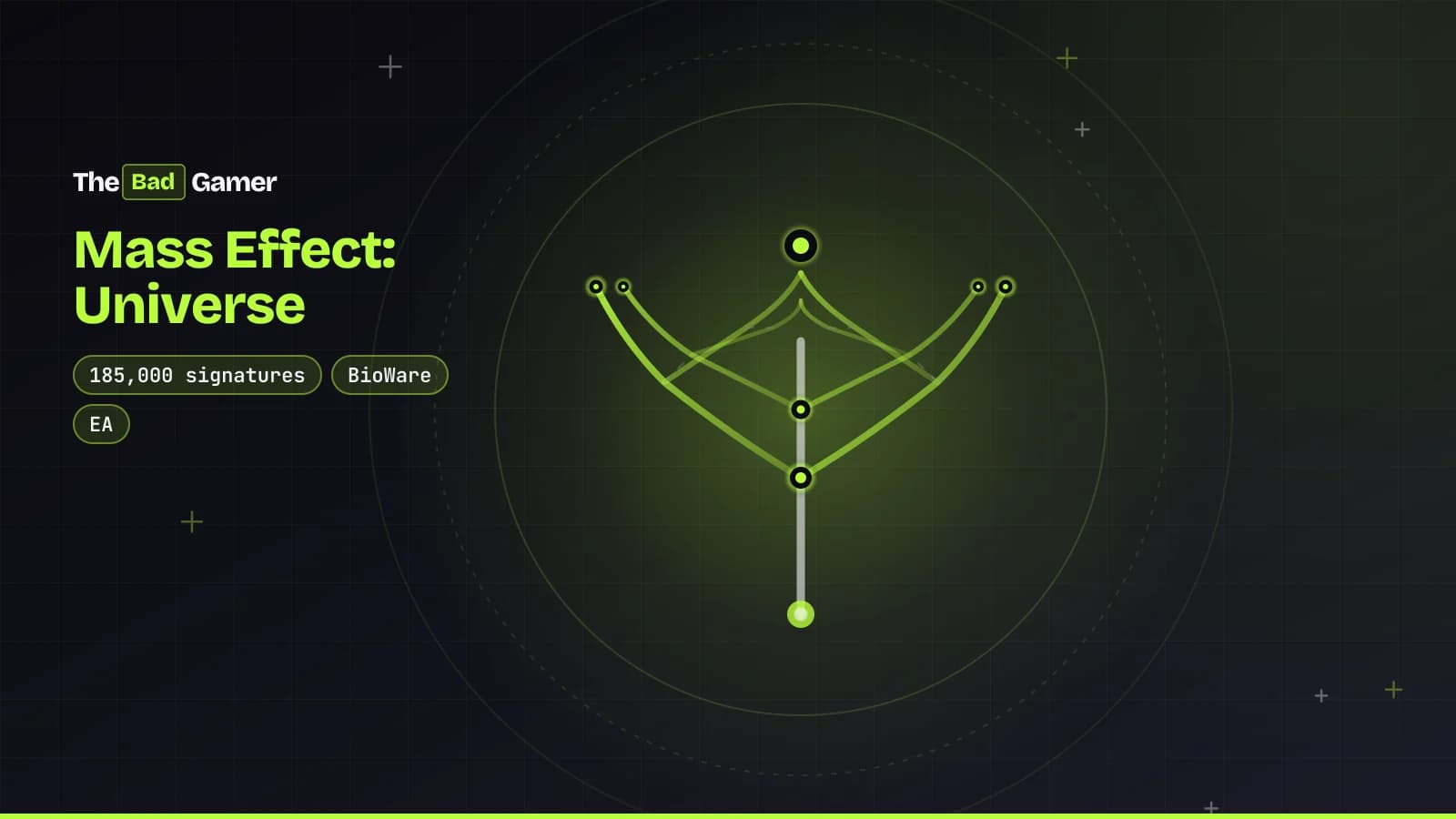 Branching timeline diagram illustrating parallel universes from Mass Effect: Universe's choice system