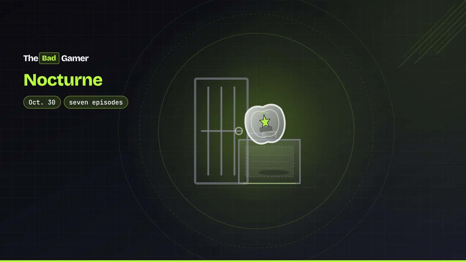 Nocturne review illustration showing a detective badge on a case file next to a prison cell door