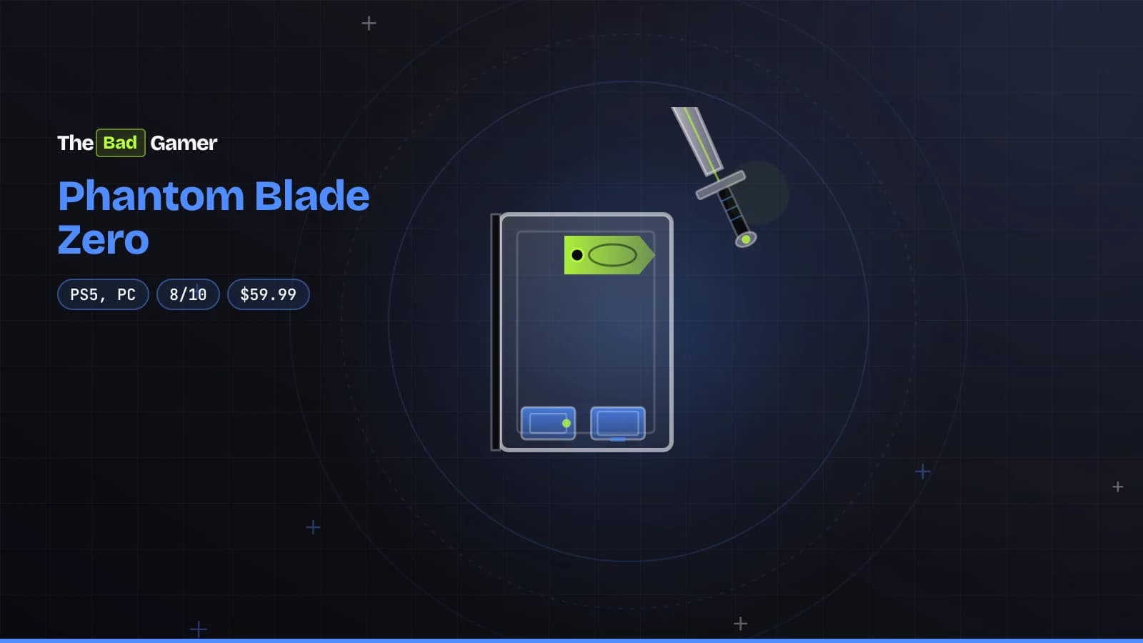 A sword on a game case with price and platform badges for Phantom Blade Zero review