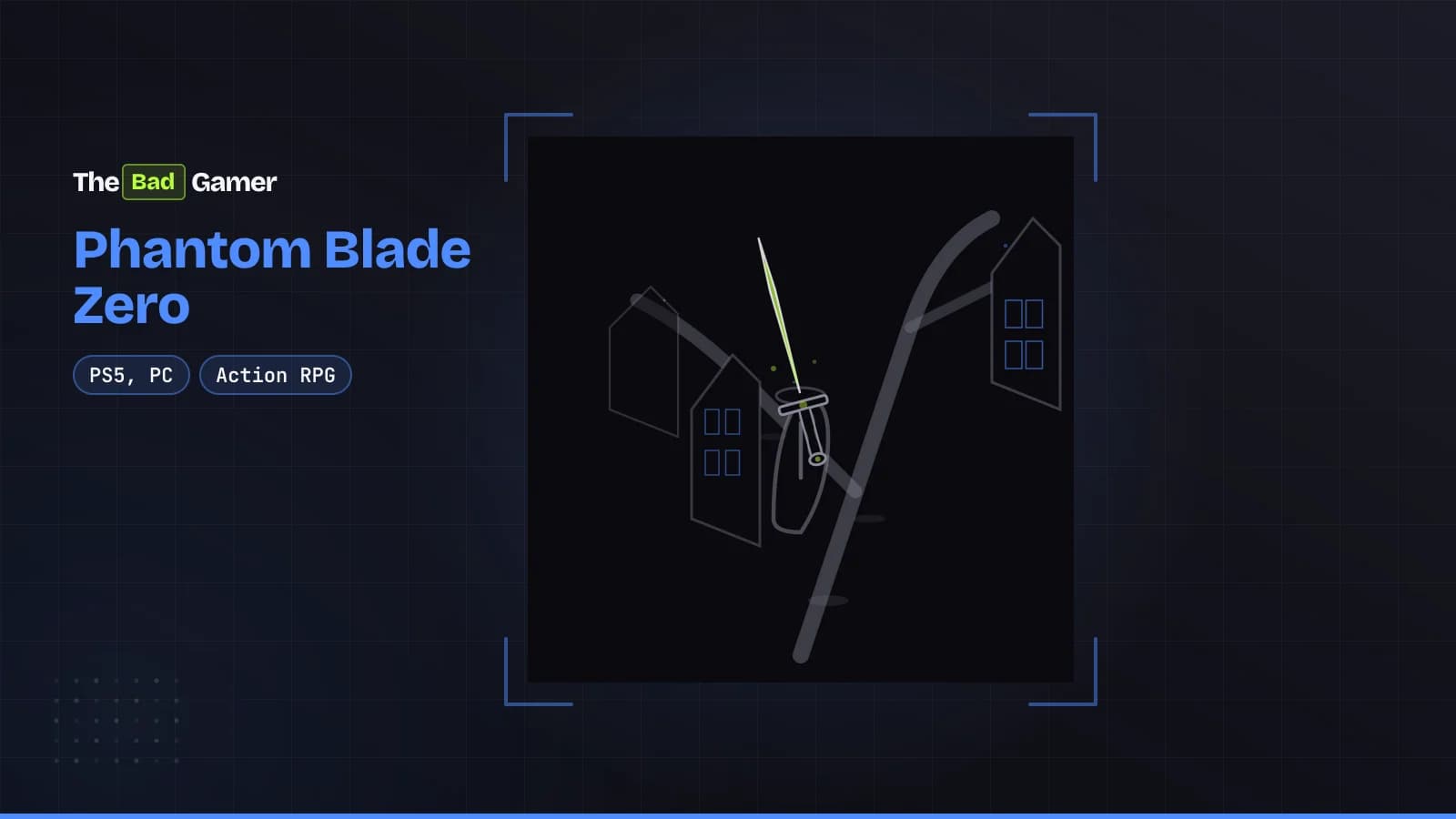 A sword on a stone bell near a branching path through cliffs and buildings, representing Phantom Blade Zero's exploration and…