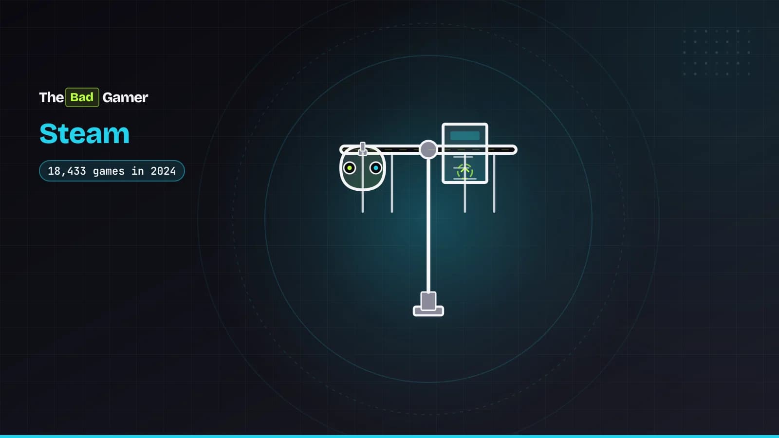 Balance scale with game controller and AI document representing Steam AI disclosure debate