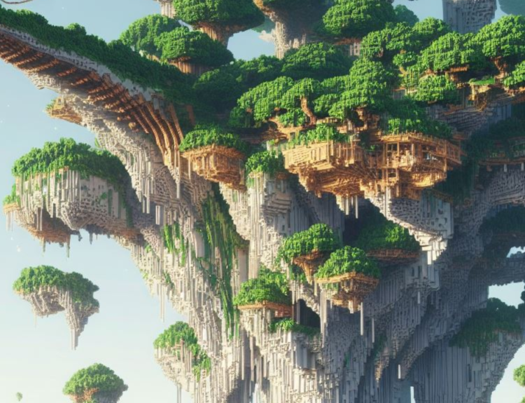 Minecraft Player Crafts Majestic Flying Island